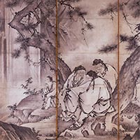 Image of "Four Sages on Mount Shang and Seven Sages in the Bamboo Grove (detail), Attributed to Kano Motonobu, Muromachi period, 16th century"