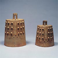 Image of "Bells, Ash glaze, Warring States period, 5th-3rd century BC"