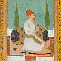 Image of "Seated Mughal Nobleman Holding a Flower (detail), Late 17th-early 18th century"