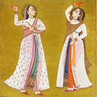 『球投げをする二人の女性（部分）　インド、ビカネール派またはジョドプール派　18世紀末』の画像