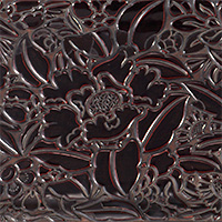 Image of "Rectangular Tray, Flowering plant design in carved black lacquer (detail), Southern Song dynasty, 13th century"