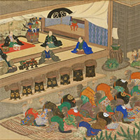 Image of "Trade Ceremony between Ainu and Japanese (detail), By Hirasawa Byozan, Dated 1871 (Private collection, On exhibit from May 24, 2016)"