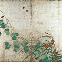 Image of "Flowering Plants of Summer and Autumn (detail), By Sakai Hoitsu, Edo period, ca. 1821 (Important Cultural Property)"