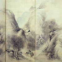 『山水図屏風（部分）　呉春筆　江戸時代・18世紀』の画像