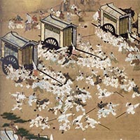 Image of "The Carriage Struggle (detail), By Kano Sanraku, Edo period, dated 1604 (Important Cultural Property)"