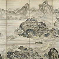 Image of "West Lake in Spring, High Tide at Qiantang (detail), By Ikeno Taiga, Edo period, 18th century (Important Cultural Property)"