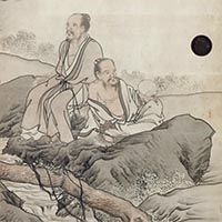 『山水人物図襖（部分）　呉春筆　江戸時代・18世紀　植松嘉代子氏寄贈』の画像