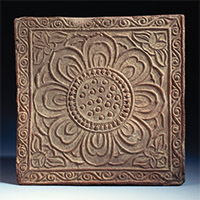 Image of "Square Tile, Lotus flower design, Otani collection, Tang dynasty, 8th century"