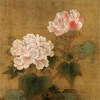 Image of "Red and White Cotton Roses (detail), By Li Di, Southern Song dynasty, dated 1197 (National Treasure, On exhibit through January 9, 2017)"