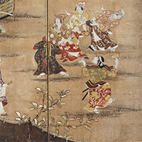 Image of "Merrymaking under Blossom Trees (detail), By Kano Naganobu, Edo period, 17th century (National Treasure)"