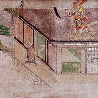 Image of "Detached Segment of Illustrated Scroll of Legends about the Origin of Yuzu Nenbutsu Buddhism (detail), Formerly owned by Mr. Hashimoto Tatsujiro, Nanbokucho period, 14th century (Important Art Object)"