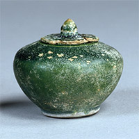 Image of "Pot for Sarira (Buddhist relics), green glaze, Unified Silla dynasty, 8th-9th century (Gift of the Ogura Foundation)"