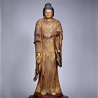 Image of "Standing Kichijo Ten (Mahasri) (detail), Formerly owned by Omiya Jinja, Kameoka-shi, Kyoto, Heian period, 10th century (On exhibit from April 26, 2016)"