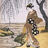 Image of "Mitate (Parody) of Ono no Tofu (Famous calligrapher of the Heian period) (detail), By Suzuki Harunobu, Edo period, 18th century"