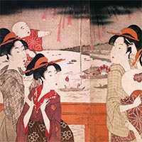 Image of "Fireworks at Ryogoku (detail), By Kitagawa Utamaro, Edo period, 18th century"