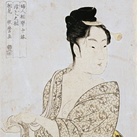 Image of "Ten Physiognomic Types of Women: Coquettish Type (detail), By Kitagawa Utamaro, Edo period, 18th century (Important Cultural Property)"