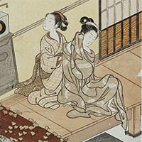 Image of "Eight Views of the Living Room: Clock Striking in the Evening (detail), By Suzuki Harunobu, Edo period, 18th century"
