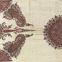 『カシミヤ・ショール白地ペイズリー文様縫合わせ（部分）　インド・カシミール　18～19世紀』の画像