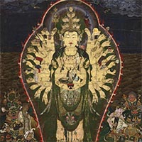 Image of "Thousand-armed Kannon (Avalokitesvara) and Twenty-eight Followers (detail), Kamakura-Nanbokucho period, 14th century"