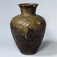 Image of "Jar, Autumn grass design, From Minami Kase, Saiwai-ku, Kawasaki-shi, Kanagawa, Heian period, 12th century (National Treasure, Lent by Keio University, Tokyo)"