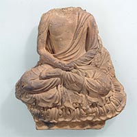 Image of "Tile with Buddha, Excavated at Kidera Site, Asuka-mura, Nara, Asuka period, 7th century"