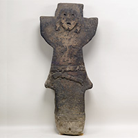 Image of "Warrior, Sekijin (Stone Tomb Figure), From Iwatoyama Tumulus, Yame-shi, Fukuoka, Kofun period, 6th century (Important Cultural Property)"