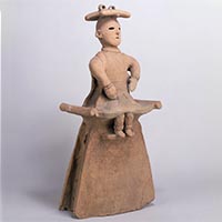 Image of "Seated Woman, Haniwa (Terracotta Tomb Figurine), From Kokai, Oizumi-machi, Gunma, Kofun period, 6th century (Important Cultural Property)"