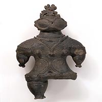 Image of "Dogu (Clay figurine) with Goggle-shaped Eyes, Excavated at Kamegaoka, Kizukuri, Tsugaru-shi, Aomori, Jomon period, 1000 - 400 BC (Important Cultural Property)"