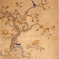 Image of "Tapestry, Flower and bird design (detail), Qing dynasty, 18th century (Lent by the Shanghai Museum)"