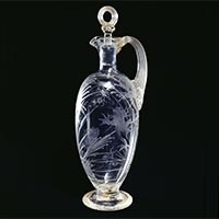 Image of "Vase, Clear glass, incised frog and dragonfly design, United Kingdom, 19th century"
