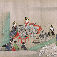 Image of "Scenes along Sumida River (detail), By Chobunsai Eishi, Edo period, 19th century"