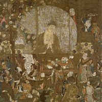 Image of "Sakyamuni Rising from the Gold Coffin (dateil), Heian period, 11th century (National Treasure, Lent by the Kyoto National Museum)"