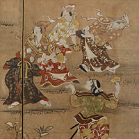 Image of "Merrymaking under Blossom Trees (detail), By Kano Naganobu, Edo period, 17th century (National Treasure)"