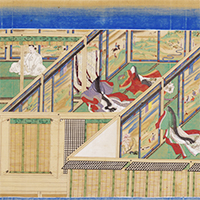 Image of "Illustrated Scrolls of Kasuga Shrine (Kishu version), Vol. 3, Copied by Reizei Tamechika and others, Edo period, dated 1845 (On exhibit through February 12, 2017)"