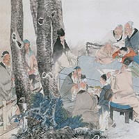 『九老図軸（部分）任頤筆 中国　清時代・光緒9年（1883）　林宗毅氏寄贈』の画像