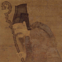 『重要美術品　寿星図軸（部分）　中国　元時代・14世紀』の画像
