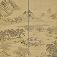 『桃源仙境図屏風　福田半香筆　江戸時代・安政2年(1855)』の画像