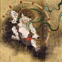 『重要文化財　風神雷神図屏風（部分）　尾形光琳筆　江戸時代・18世紀』の画像