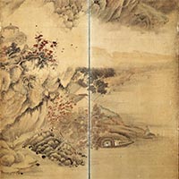 『重要文化財　山水図屏風（部分）　彭城百川筆　江戸時代・延享4年(1747)』の画像