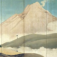 『重要文化財　浅間山図屏風（部分）　亜欧堂田善筆　江戸時代・19世紀』の画像