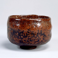 Image of "Tea Bowl, Known as &quot;Kanoko madara,&quot; By Ichinyu IV; Raku ware, Kuroraku type, Edo period, 17th century (Gift of Mr. Hirota Matsushige)"
