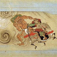 Image of "Illustrated Scroll of the Warrior Watanabe no Tsuna (detail), Muromachi period, 16th century"