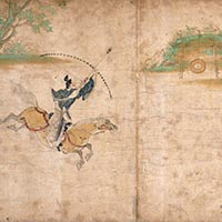 Image of "Illustrated Scroll of Tale of Warrior Obusuma Saburo, Kamakura period, 13th century (Important Cultural Property)"