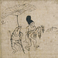 Image of "Detached Segment of Frolicking Animals (detail), Heian period, 12th century (Important Cultural Property)"