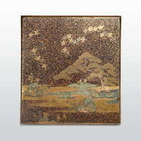 Image of "Writing Box, Scene illustrating a poem known as &quot;Shio no yama&quot; in maki-e lacquer, Muromachi period, 15th century (Important Cultural Property)"