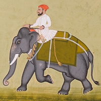 『象ママーラシュに乗る藩王アマル・シング（部分）　メーワール派インド　18世紀中頃』の画像