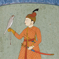 『鷹をもつ王子（部分）　ラジャスタン派 インド　18世紀中頃』の画像