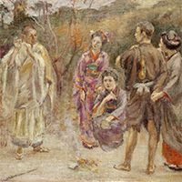 Image of "Study for Talk on Ancient Romance (Compositional Study II) (detail), By Kuroda Seiki, 1896"