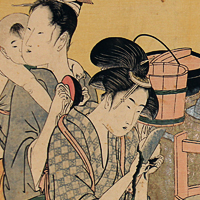 Image of "Kitchen Scene (detail), By Kitagawa Utamaro, Edo period, 18th century"