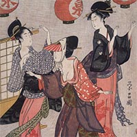 Image of "Blindfold Games: Mitate (Parody) of Yuranosuke at the Ichiriki Teahouse (detail), By Chokosai Eisho, Edo period, 18th century (Important Art Object)"